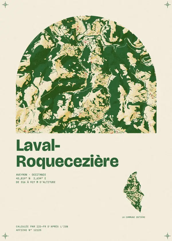 Affiche de Laval-Roquecezière, calculée par 123-fr d'après l'IGN