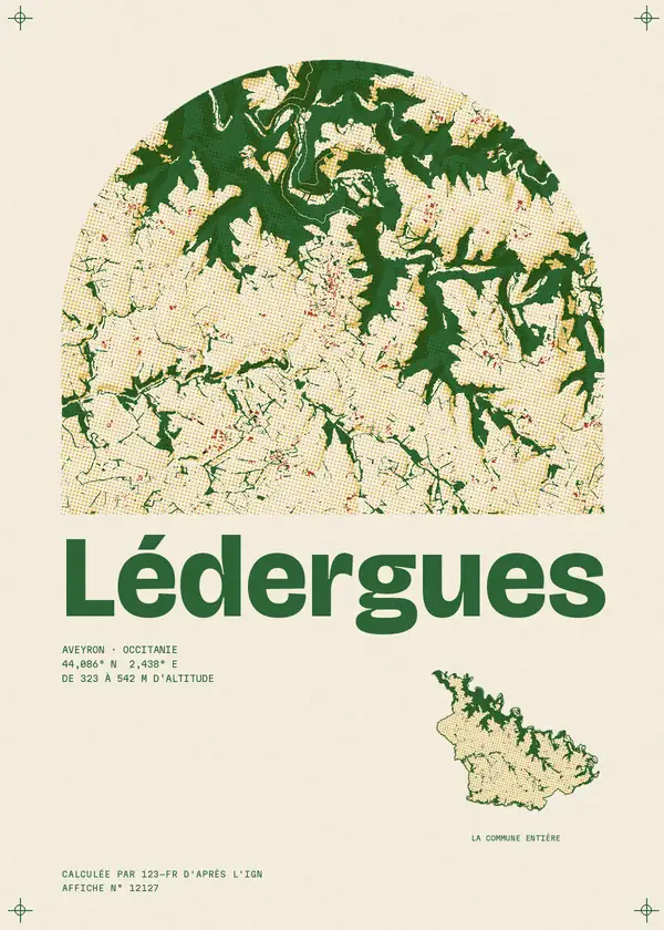 Affiche de Lédergues, calculée par 123-fr d'après l'IGN