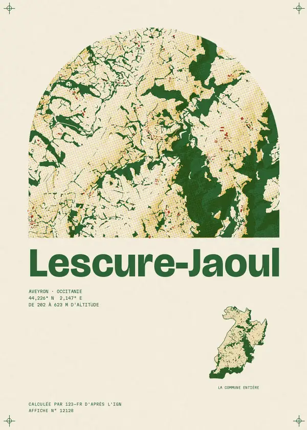 Affiche de Lescure-Jaoul, calculée par 123-fr d'après l'IGN