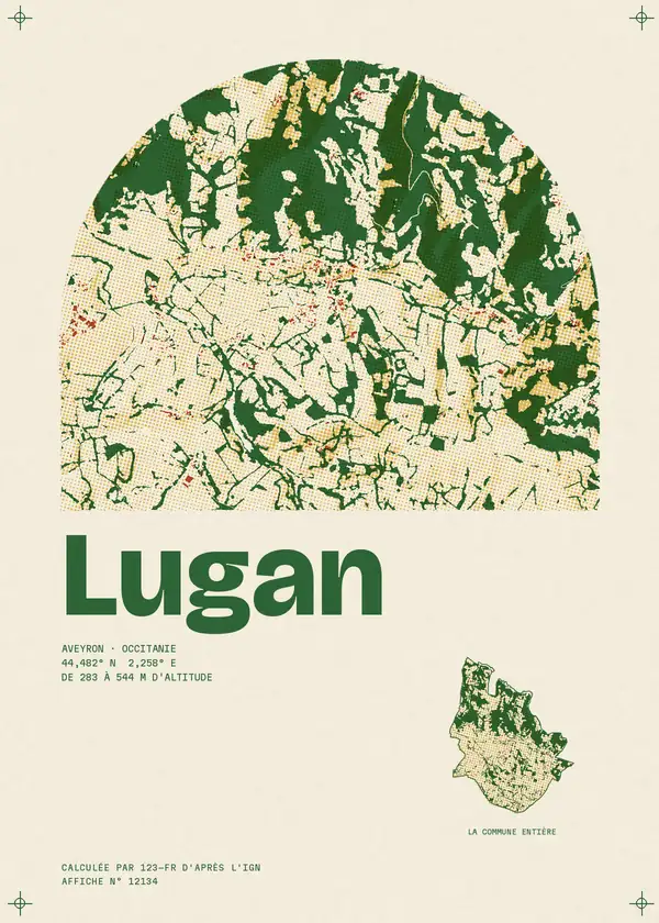 Affiche de Lugan, calculée par 123-fr d'après l'IGN