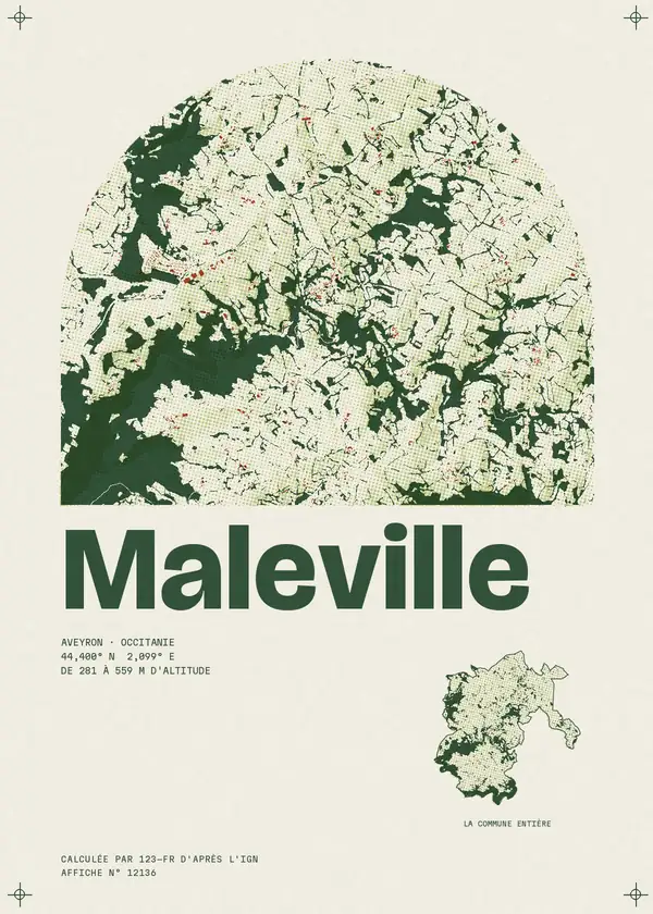 Affiche de Maleville, calculée par 123-fr d'après l'IGN