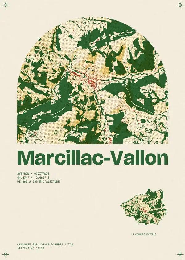 Affiche de Marcillac-Vallon, calculée par 123-fr d'après l'IGN