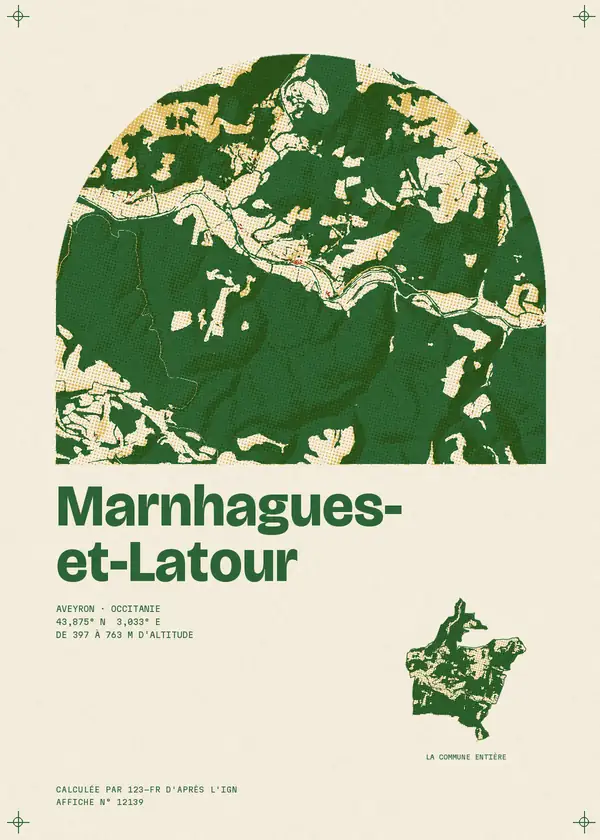 Affiche de Marnhagues-et-Latour, calculée par 123-fr d'après l'IGN