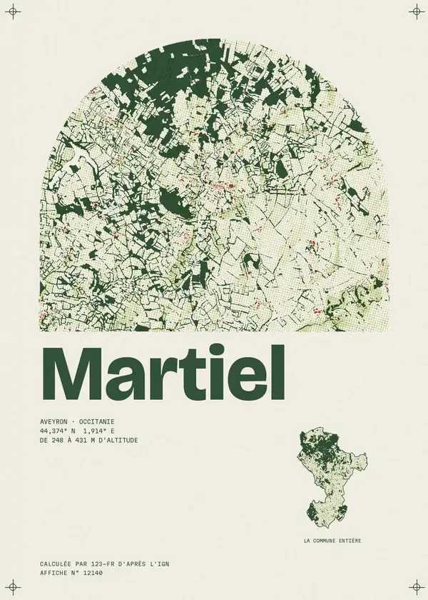 Affiche de Martiel, calculée par 123-fr d'après l'IGN