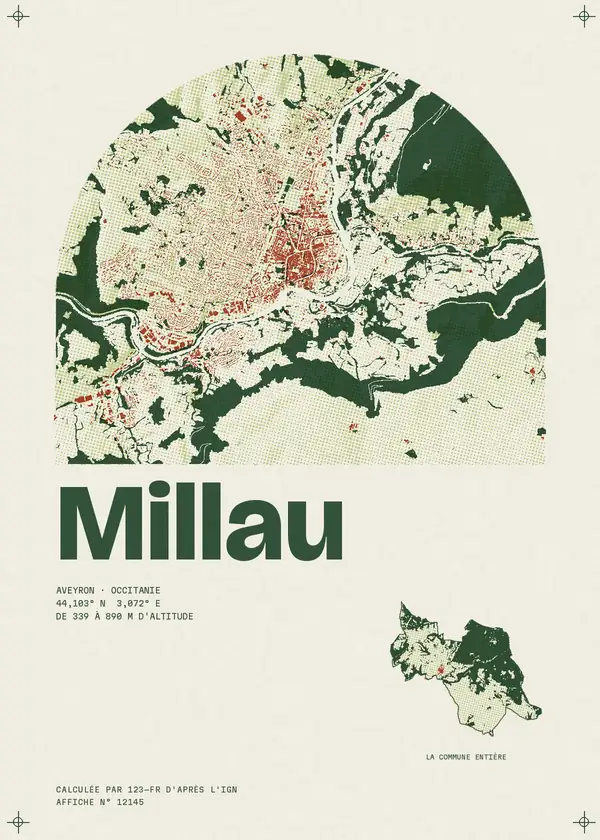 Affiche de Millau, calculée par 123-fr d'après l'IGN