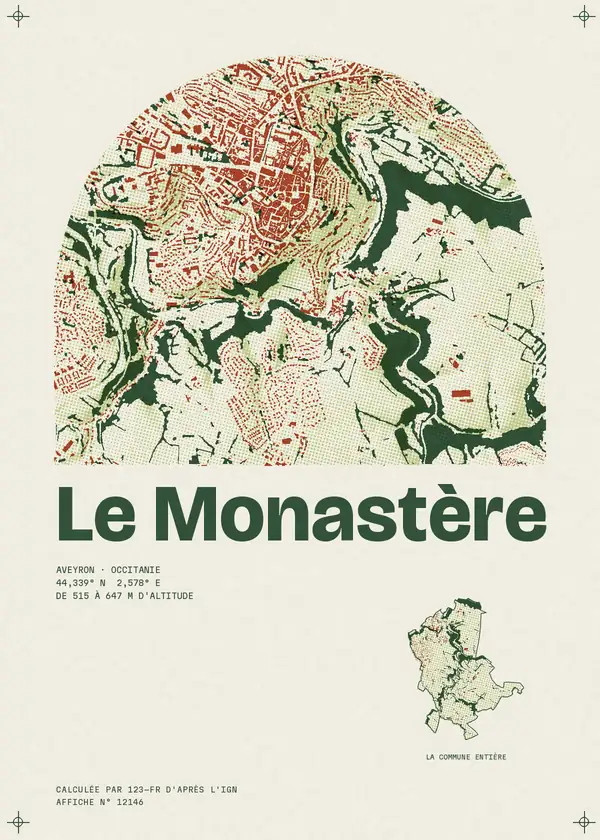 Affiche de Le Monastère, calculée par 123-fr d'après l'IGN