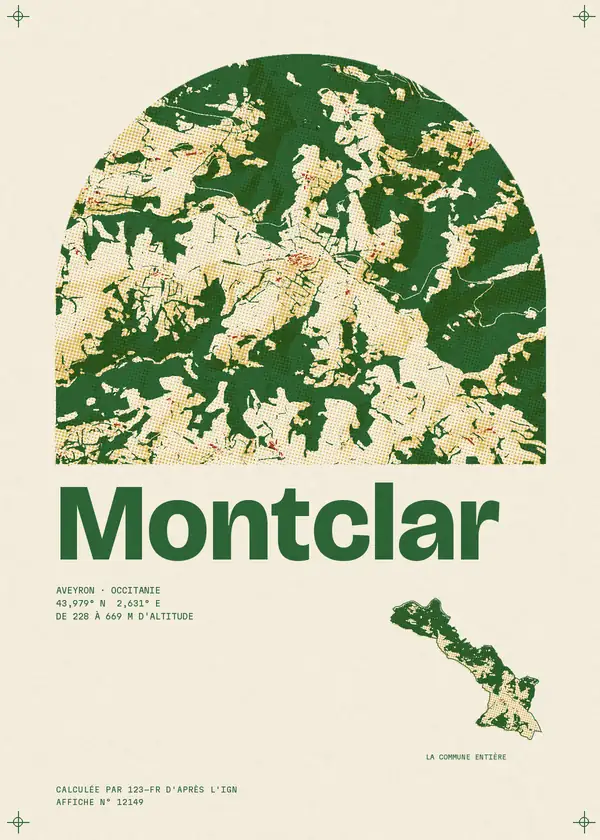 Affiche de Montclar, calculée par 123-fr d'après l'IGN