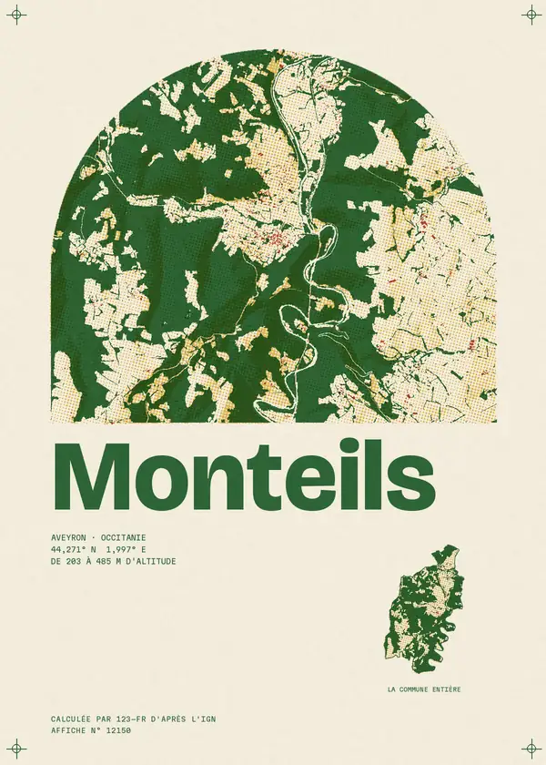 Affiche de Monteils, calculée par 123-fr d'après l'IGN