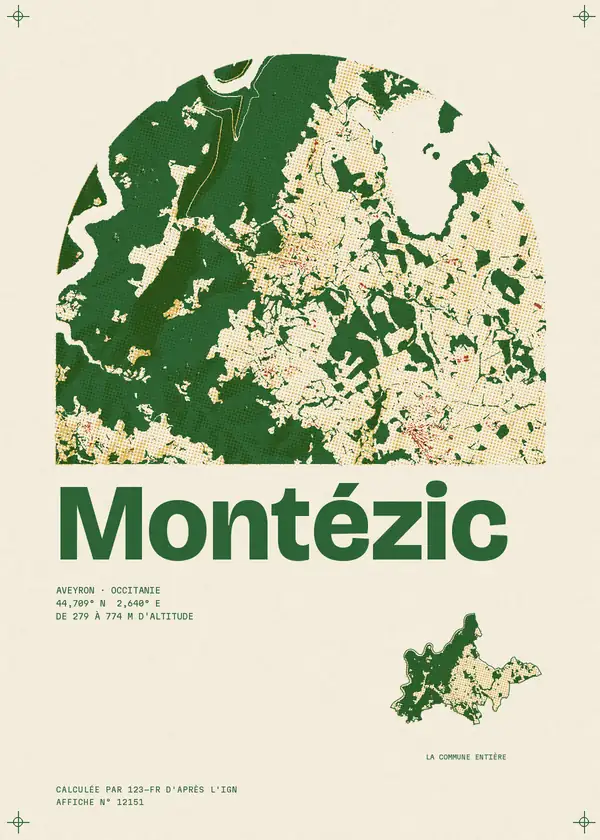 Affiche de Montézic, calculée par 123-fr d'après l'IGN