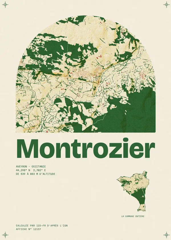 Affiche de Montrozier, calculée par 123-fr d'après l'IGN