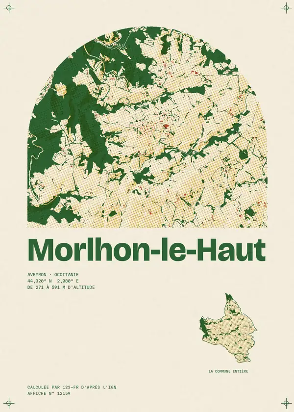 Affiche de Morlhon-le-Haut, calculée par 123-fr d'après l'IGN