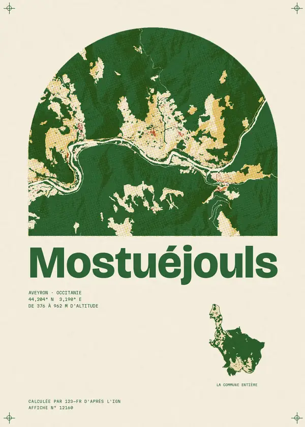 Affiche de Mostuéjouls, calculée par 123-fr d'après l'IGN