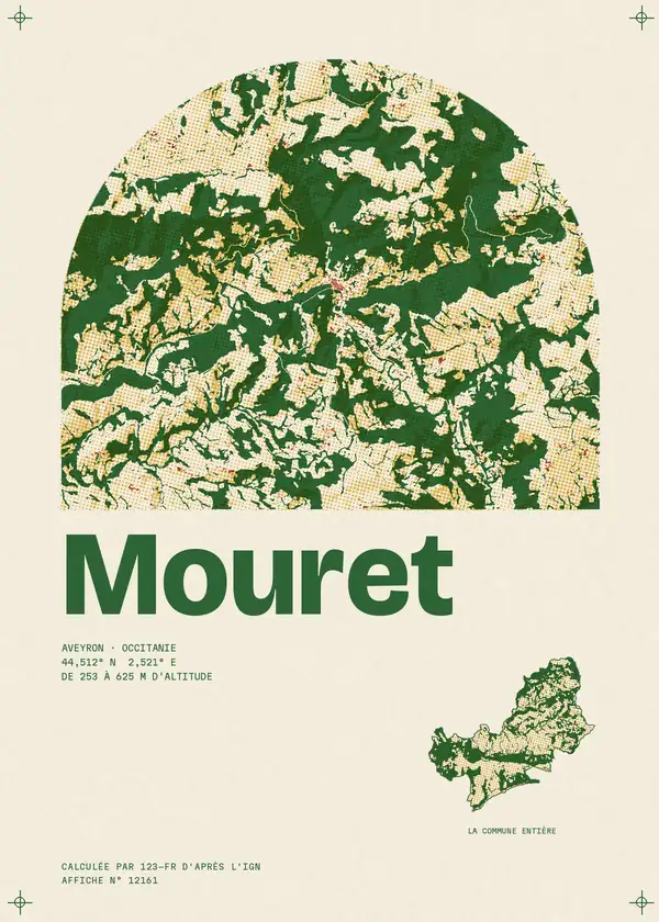 Affiche de Mouret, calculée par 123-fr d'après l'IGN