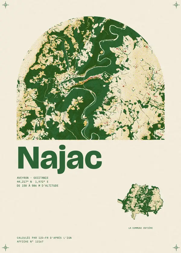 Affiche de Najac, calculée par 123-fr d'après l'IGN