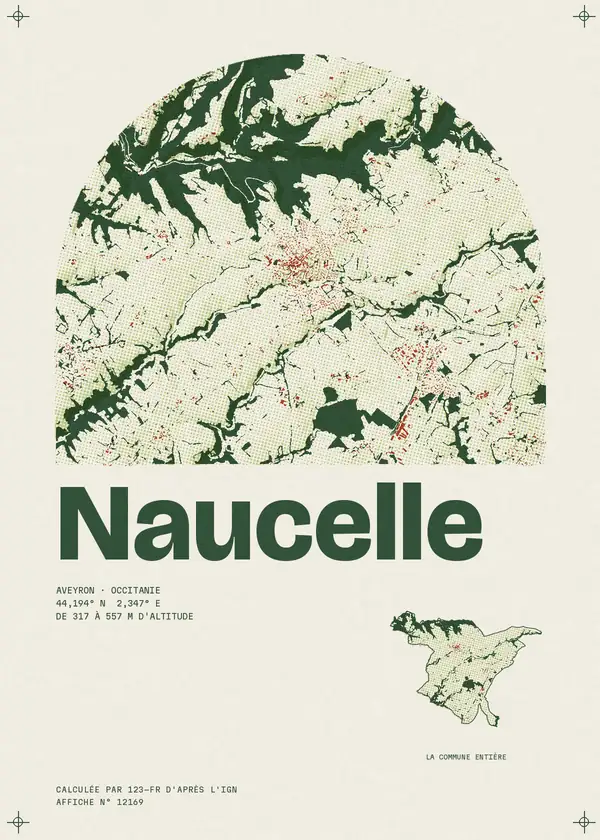 Affiche de Naucelle, calculée par 123-fr d'après l'IGN
