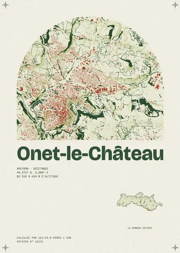 Affiche de Onet-le-Château, calculée par 123-fr d'après l'IGN