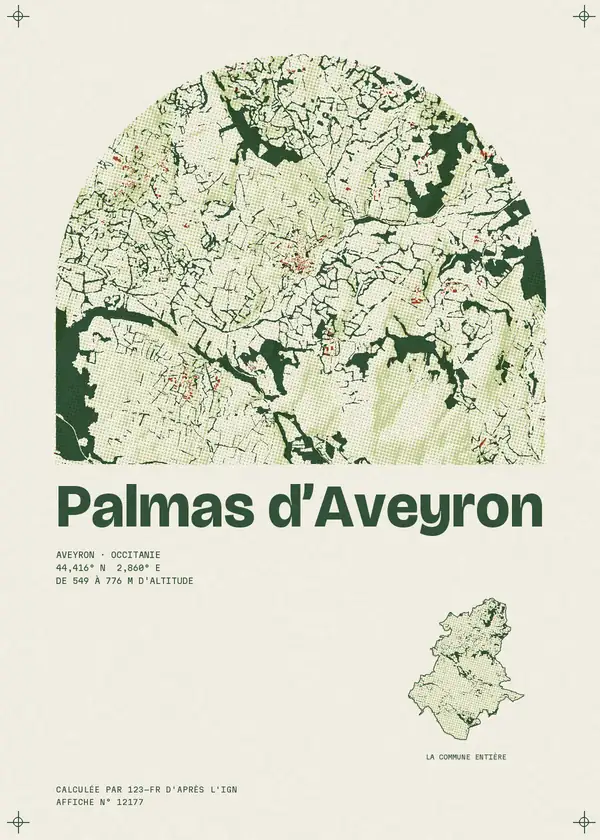 Affiche de Palmas d'Aveyron, calculée par 123-fr d'après l'IGN
