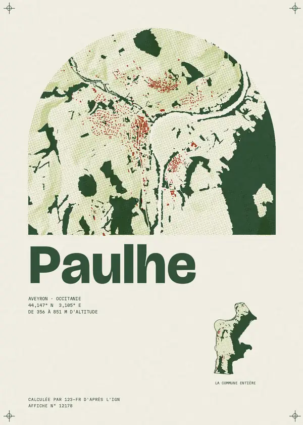 Affiche de Paulhe, calculée par 123-fr d'après l'IGN
