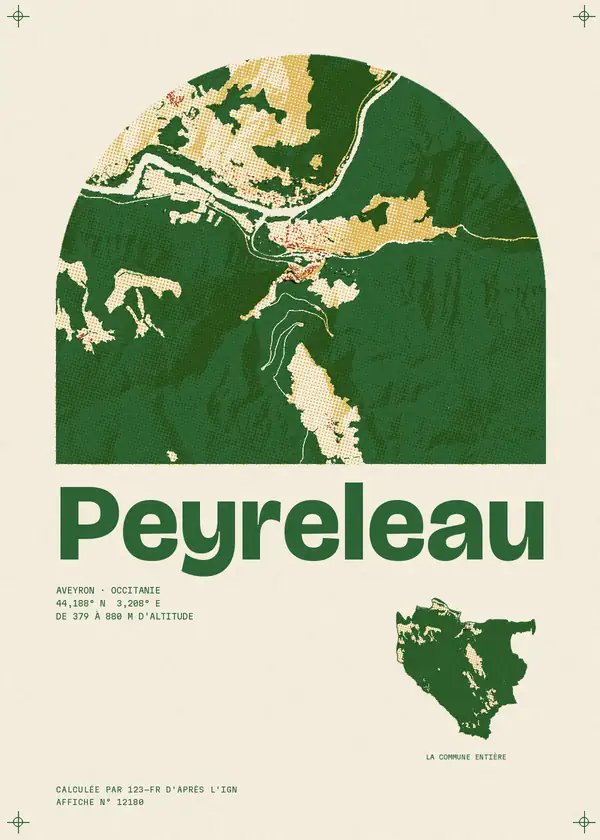 Affiche de Peyreleau, calculée par 123-fr d'après l'IGN