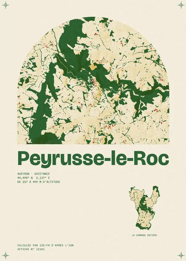Affiche de Peyrusse-le-Roc, calculée par 123-fr d'après l'IGN