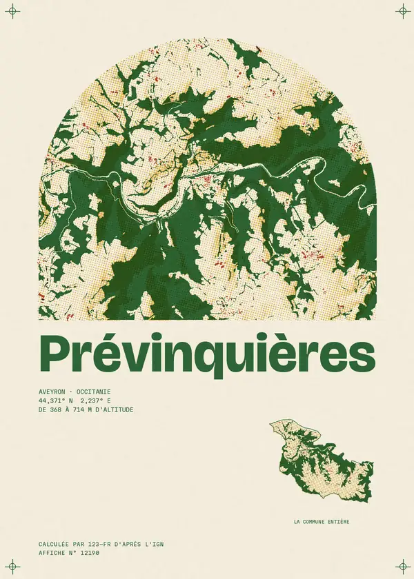 Affiche de Prévinquières, calculée par 123-fr d'après l'IGN
