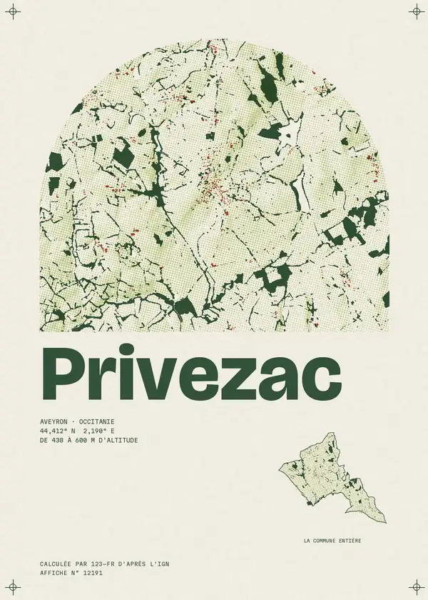 Affiche de Privezac, calculée par 123-fr d'après l'IGN