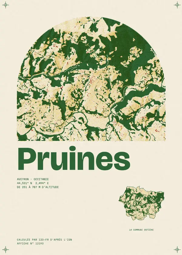 Affiche de Pruines, calculée par 123-fr d'après l'IGN