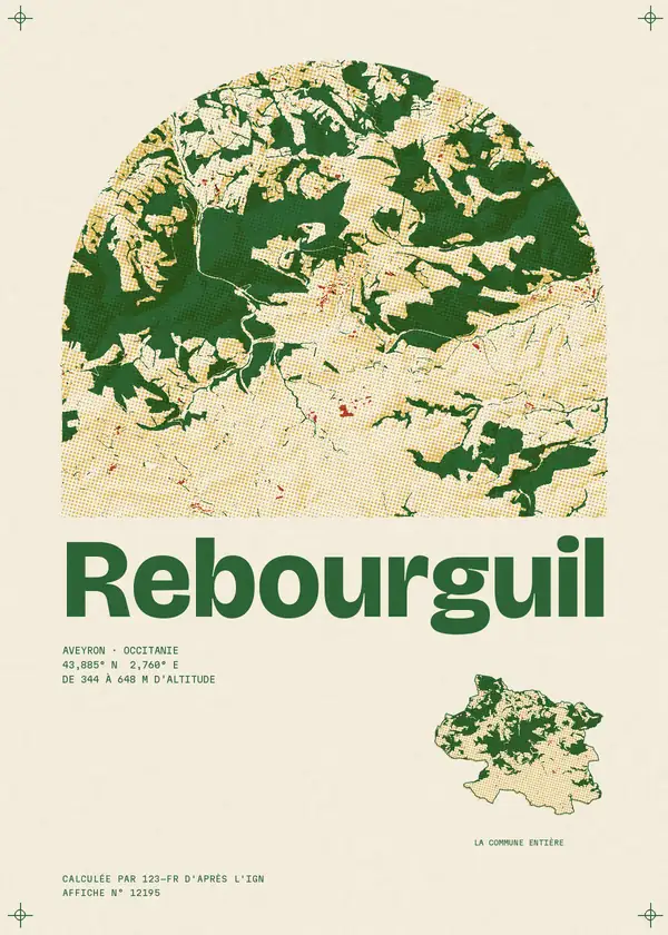 Affiche de Rebourguil, calculée par 123-fr d'après l'IGN