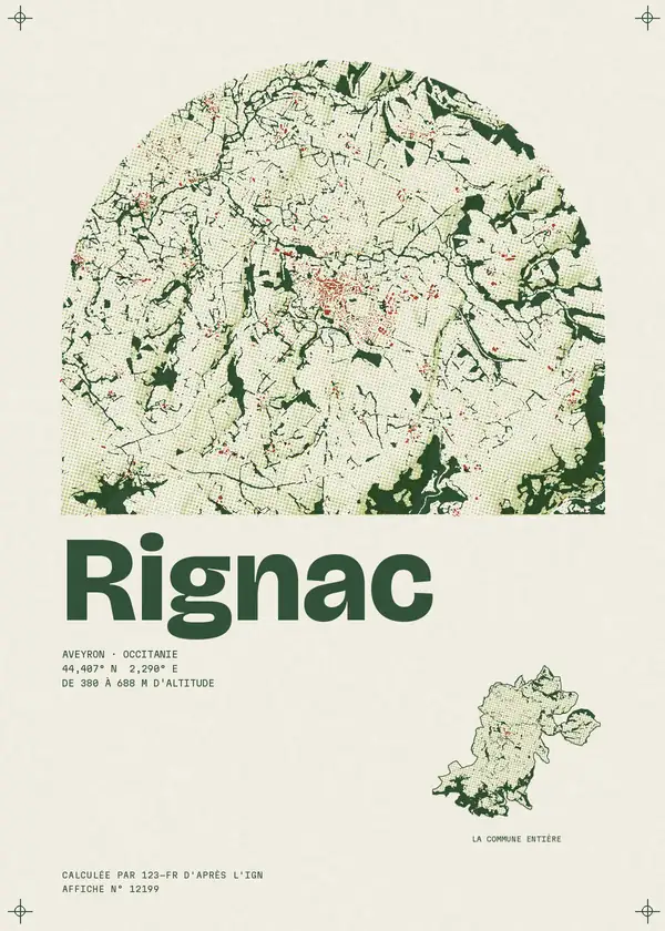 Affiche de Rignac, calculée par 123-fr d'après l'IGN