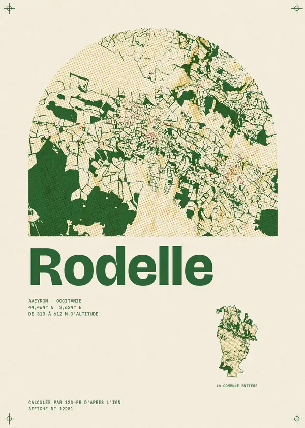 Affiche de Rodelle, calculée par 123-fr d'après l'IGN