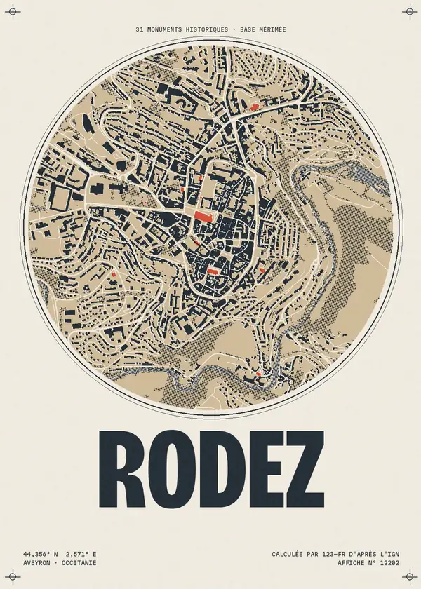 Affiche de Rodez, calculée par 123-fr d'après l'IGN