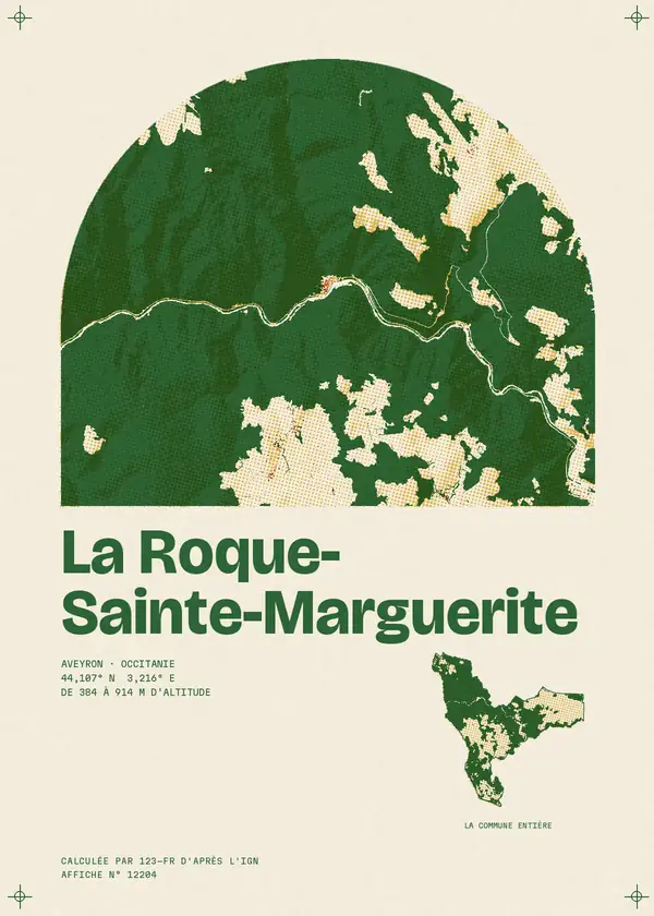 Affiche de La Roque-Sainte-Marguerite, calculée par 123-fr d'après l'IGN