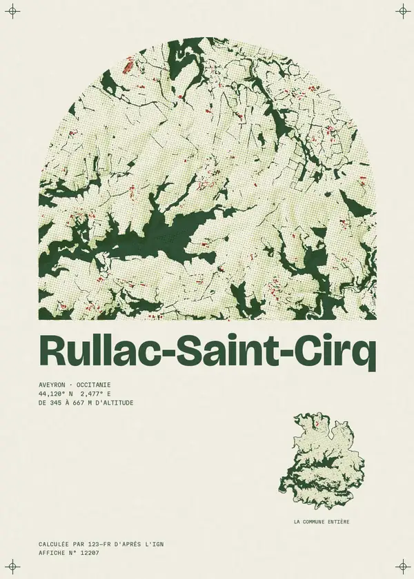 Affiche de Rullac-Saint-Cirq, calculée par 123-fr d'après l'IGN