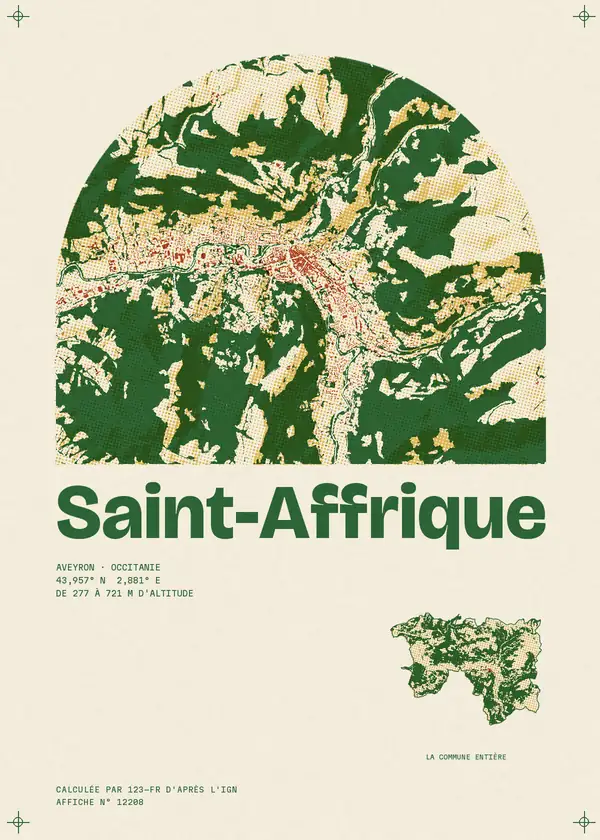 Affiche de Saint-Affrique, calculée par 123-fr d'après l'IGN