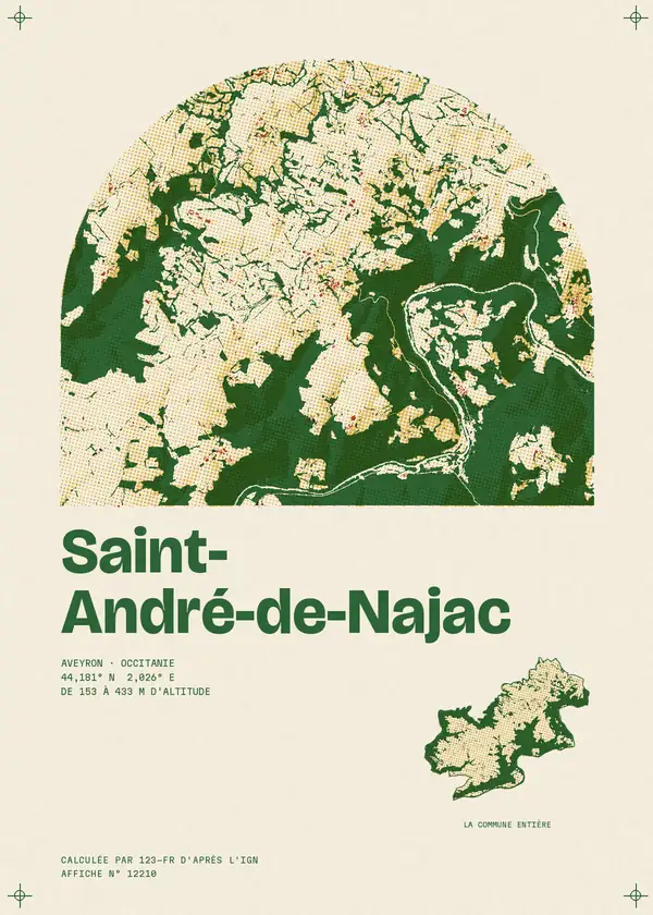 Affiche de Saint-André-de-Najac, calculée par 123-fr d'après l'IGN