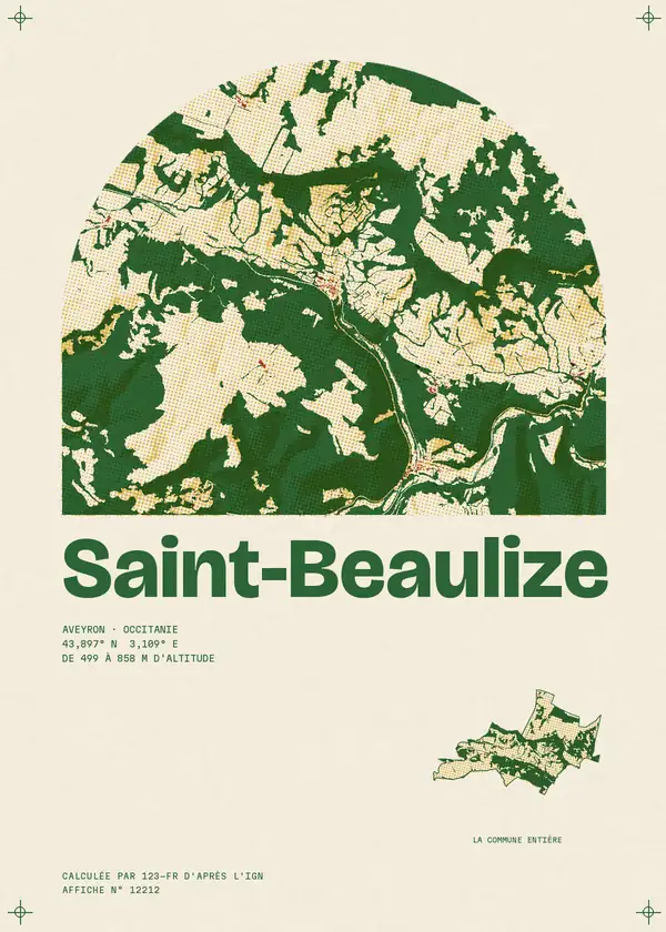 Affiche de Saint-Beaulize, calculée par 123-fr d'après l'IGN