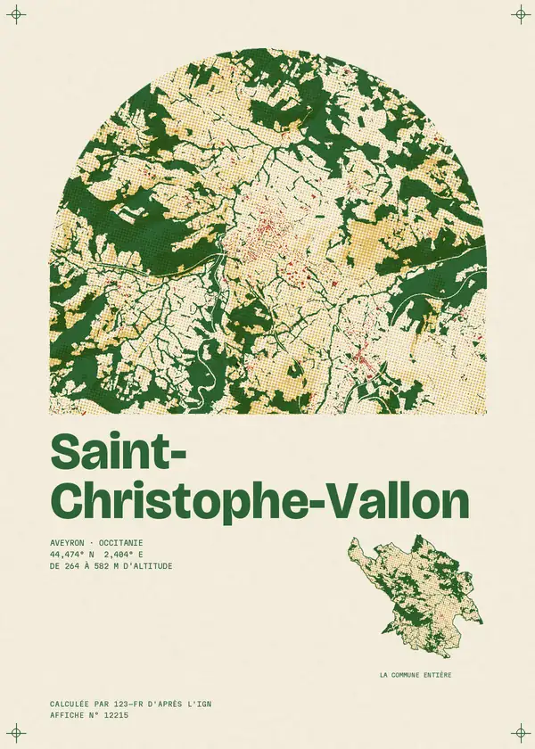 Affiche de Saint-Christophe-Vallon, calculée par 123-fr d'après l'IGN