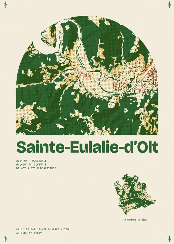 Affiche de Sainte-Eulalie-d'Olt, calculée par 123-fr d'après l'IGN