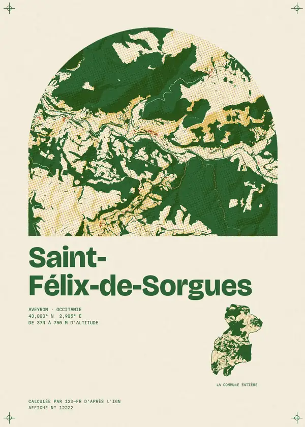 Affiche de Saint-Félix-de-Sorgues, calculée par 123-fr d'après l'IGN