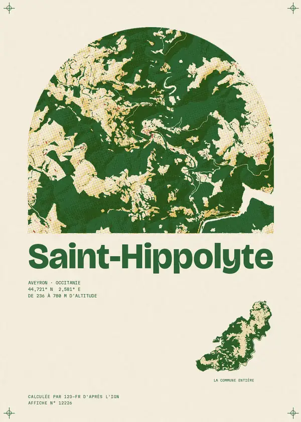 Affiche de Saint-Hippolyte, calculée par 123-fr d'après l'IGN