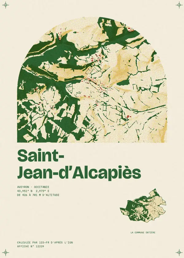 Affiche de Saint-Jean-d'Alcapiès, calculée par 123-fr d'après l'IGN