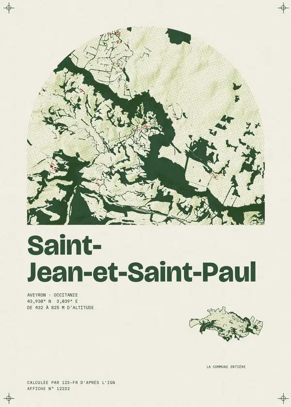 Affiche de Saint-Jean-et-Saint-Paul, calculée d'après l'IGN