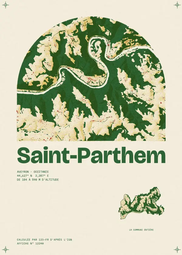Affiche de Saint-Parthem, calculée par 123-fr d'après l'IGN