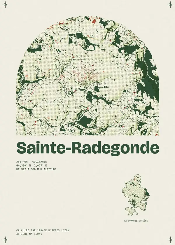 Affiche de Sainte-Radegonde, calculée par 123-fr d'après l'IGN