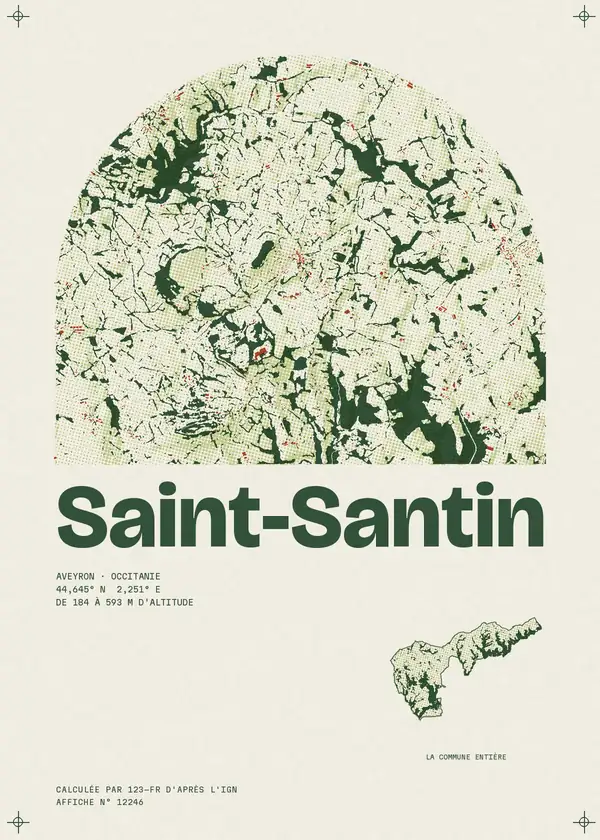 Affiche de Saint-Santin, calculée par 123-fr d'après l'IGN