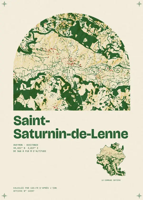 Affiche de Saint-Saturnin-de-Lenne, calculée par 123-fr d'après l'IGN