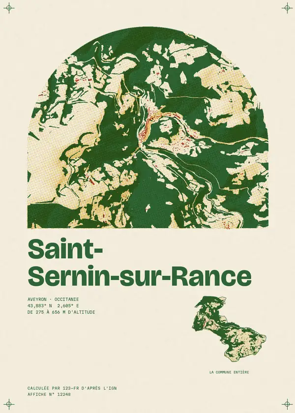 Affiche de Saint-Sernin-sur-Rance, calculée par 123-fr d'après l'IGN