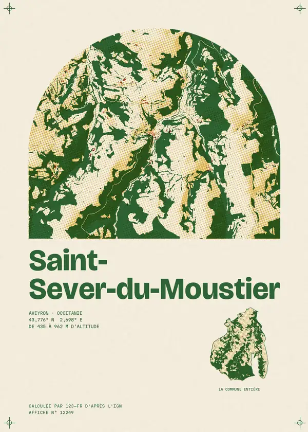 Affiche de Saint-Sever-du-Moustier, calculée par 123-fr d'après l'IGN