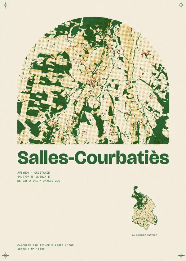 Affiche de Salles-Courbatiès, calculée par 123-fr d'après l'IGN