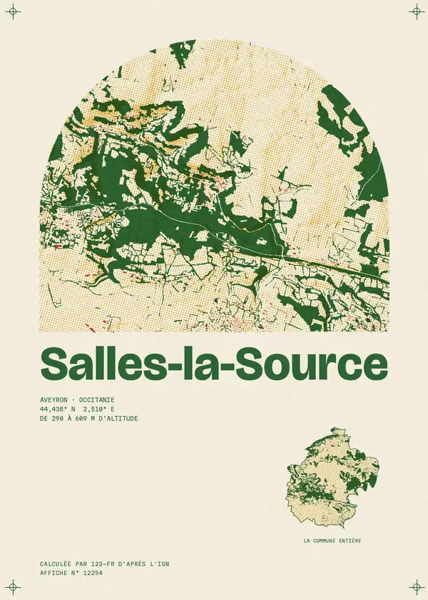 Affiche de Salles-la-Source, calculée par 123-fr d'après l'IGN